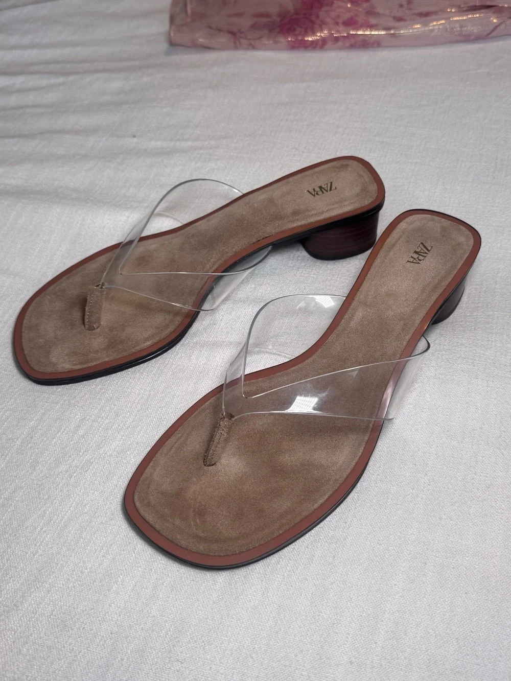 Zara Vinyl Heeled Sandals Size 8 - Picture 3 of 7